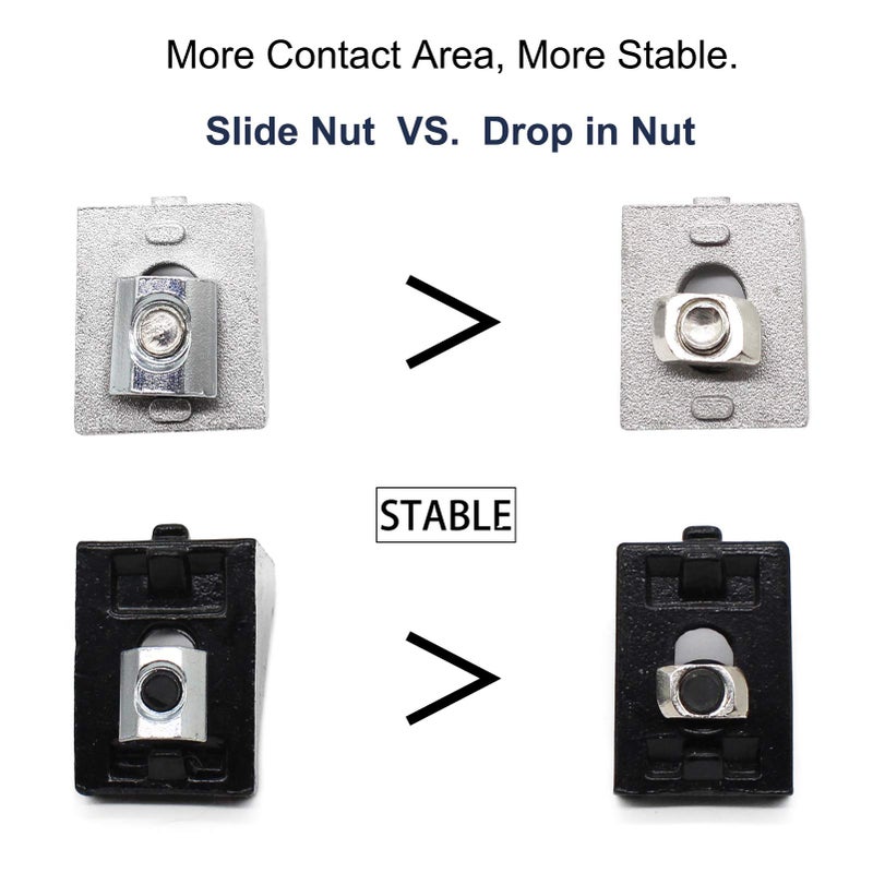 BLCCLOY 20 Sets 2020 Aluminum Extrusion T Slot Corner Bracket 20 Series Extruded Hardware 90 Degree Right Angle Connector with M5 Bolts Nuts for 20/20 80 20 2040 T V Slot Silver Aluminum Profile - Image 5
